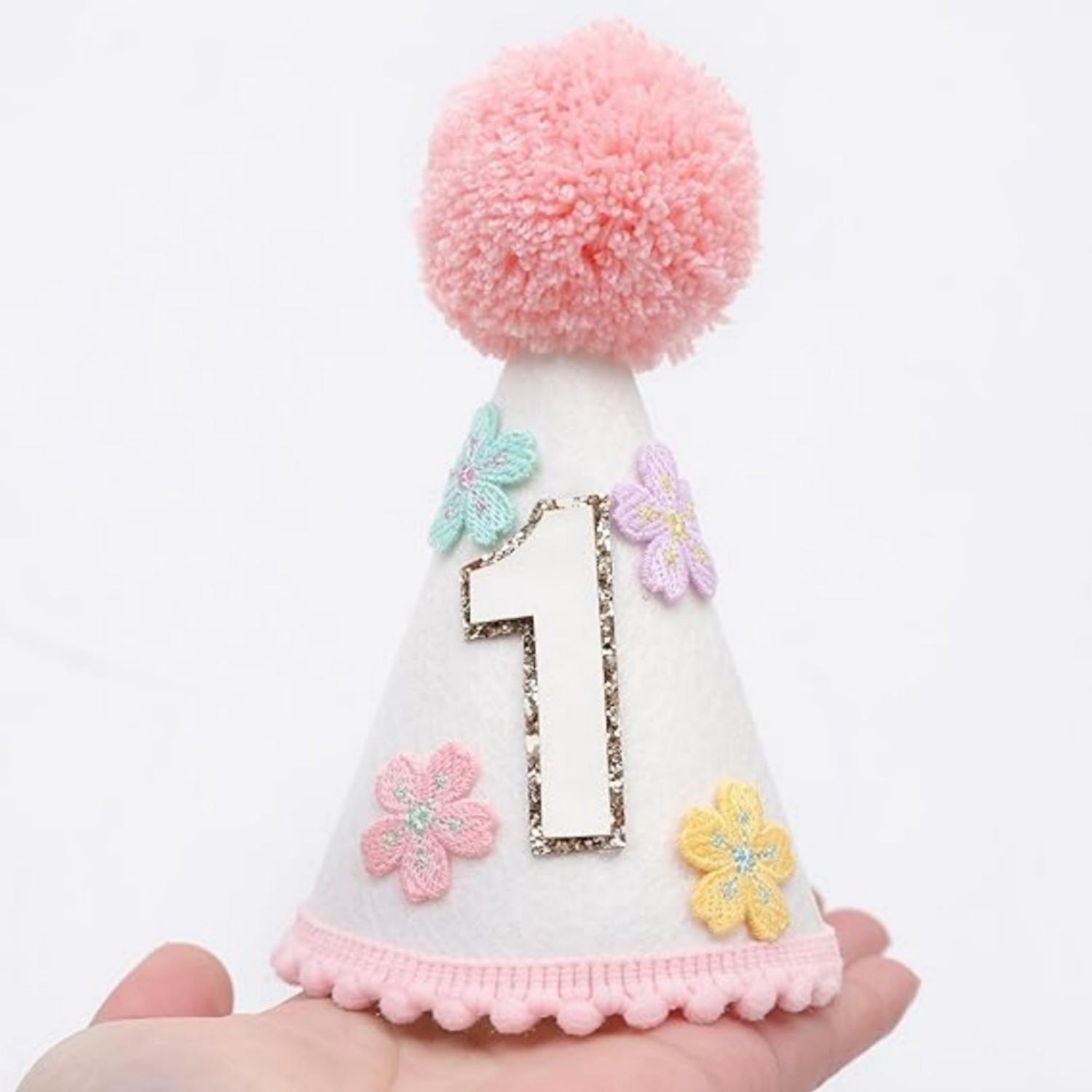 Party Hat Cone - Renkli Çiçekli Koni Şeklinde Doğum Günü