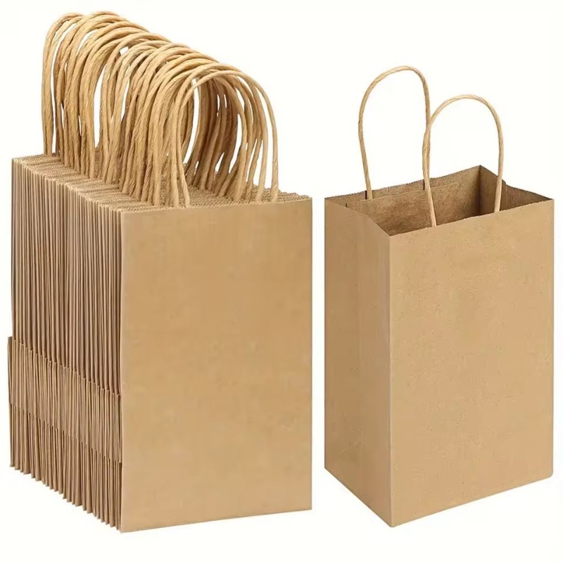 Event Party Shop - 5/10 adet kahverengi Kraft kağıt torbalar