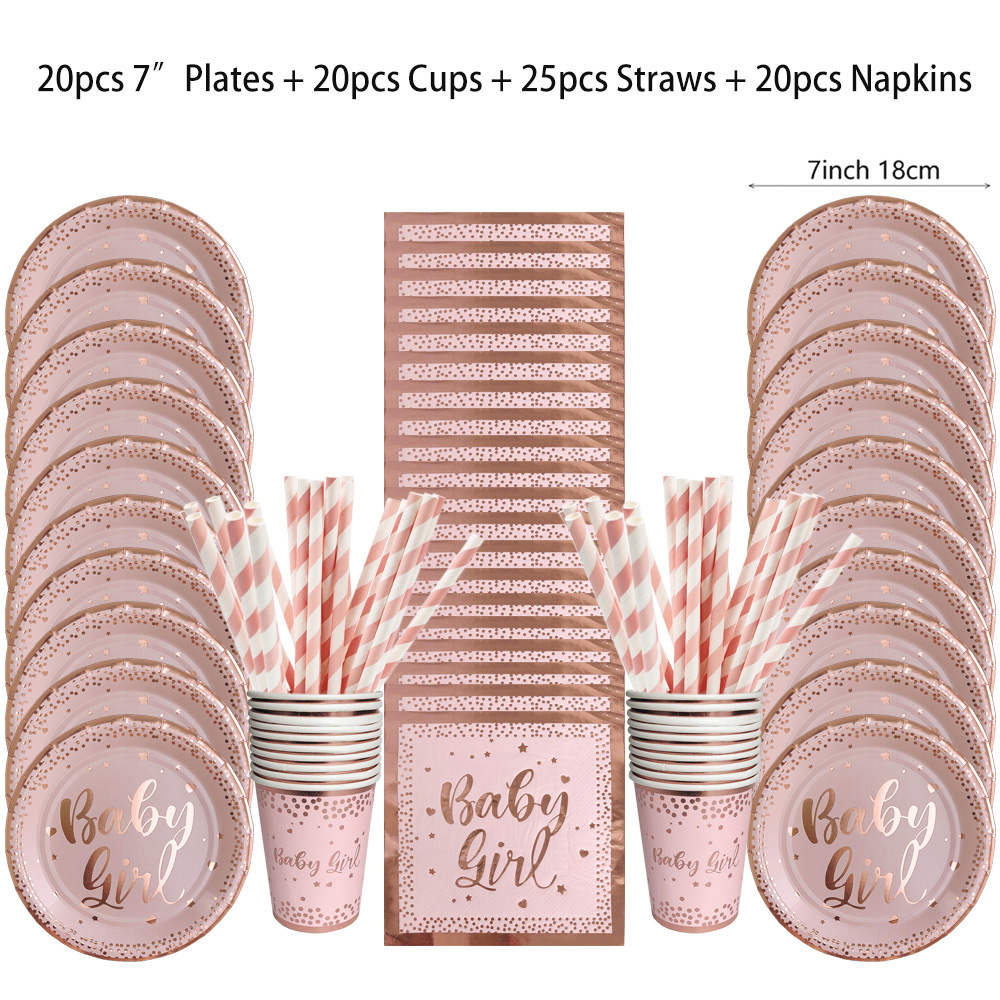 Paper Straw Color - Gül Altın Parti Tek Kullanımlık sofra