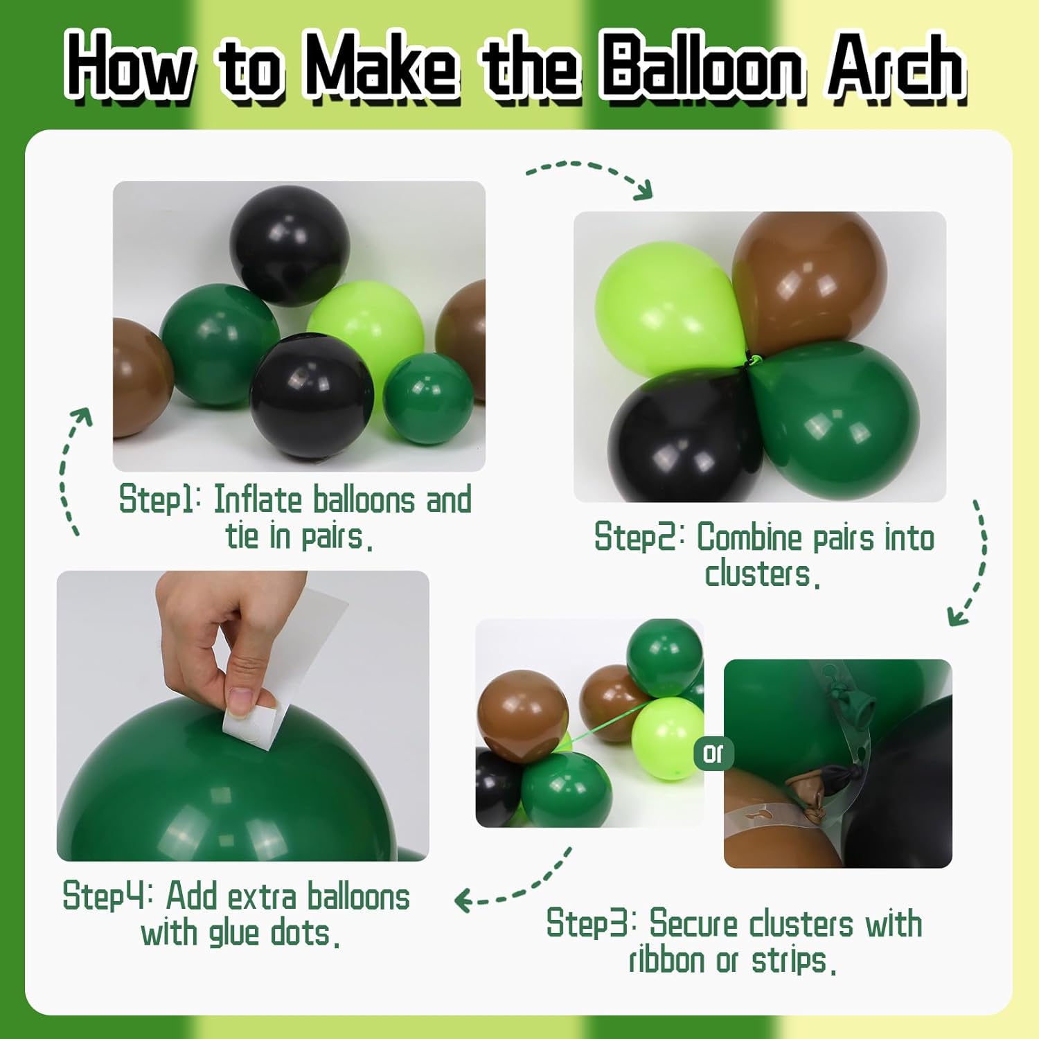 Kahverengi Siyah Yeşil Lateks  - Balloon Arch Kit incelemesi ve fiyatı