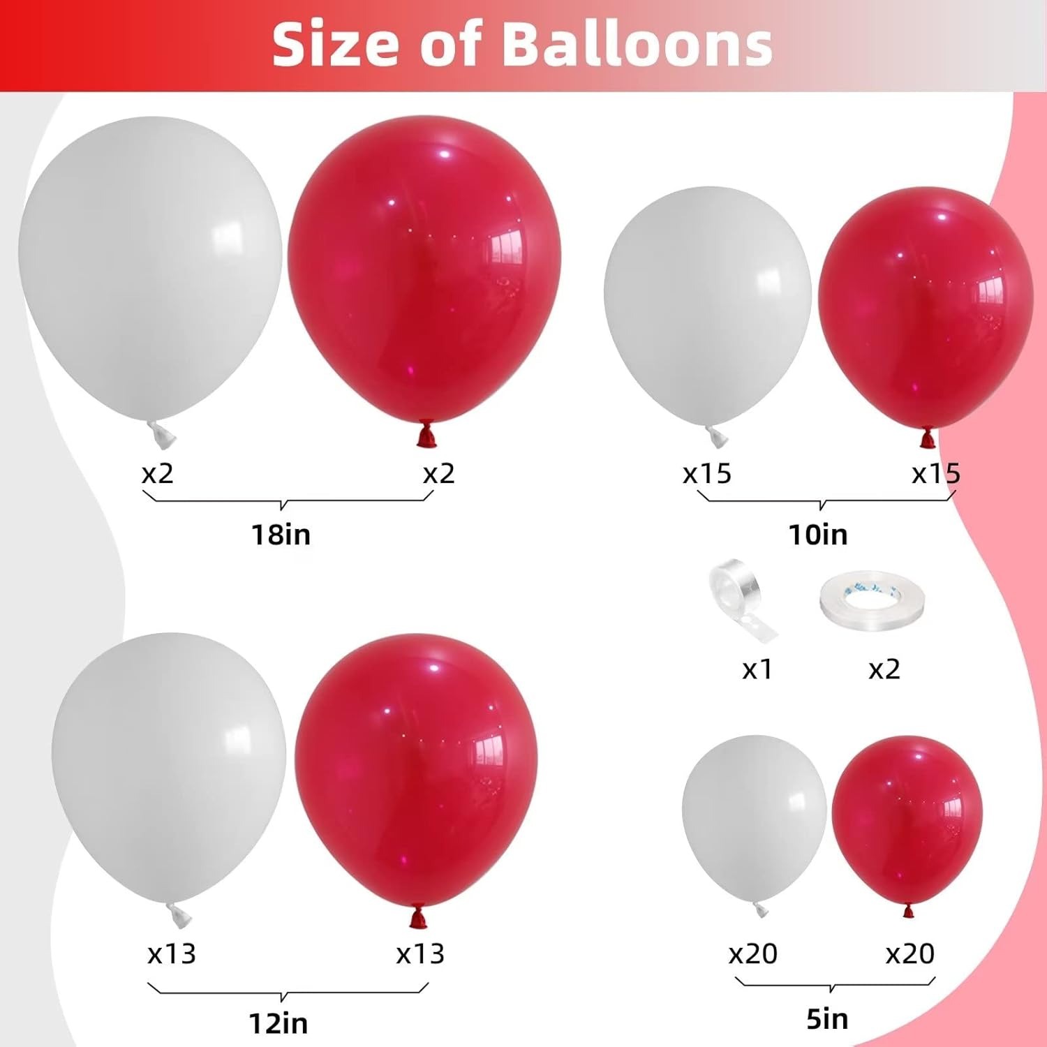 100 Adet Kırmızı ve Beyaz Balo - Balloon Arch Kit incelemesi ve fiyatı
