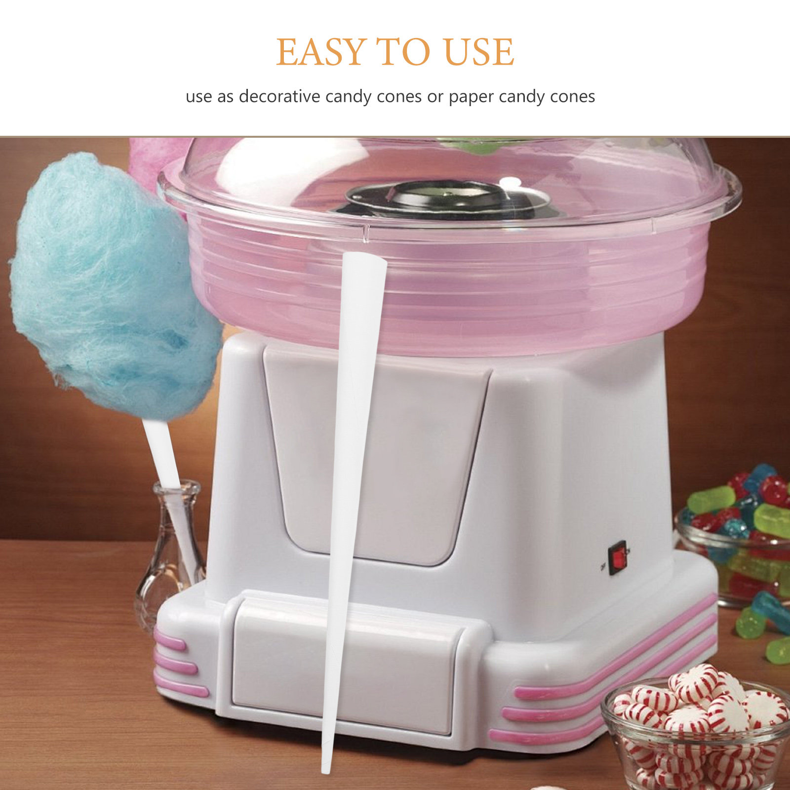 20 adet pamuk şekeri kağıt çub - Cotton Candy Cone incelemesi ve fiyatı